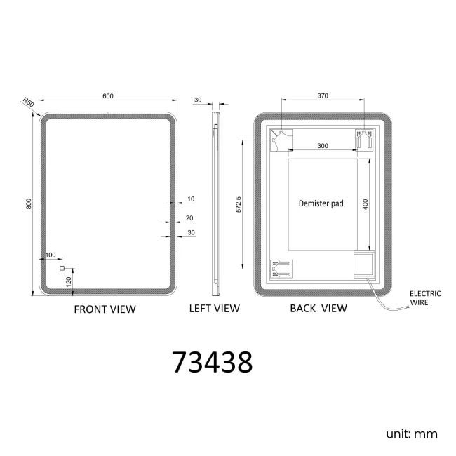 Mila Brushed Brass Illuminated LED Mirror 800x600mm
