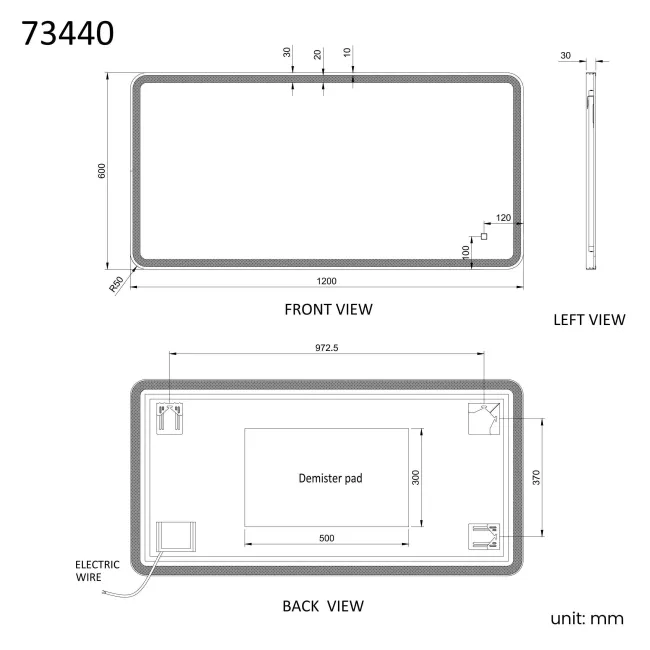 Mila Brushed Brass Illuminated LED Mirror 600x1200mm