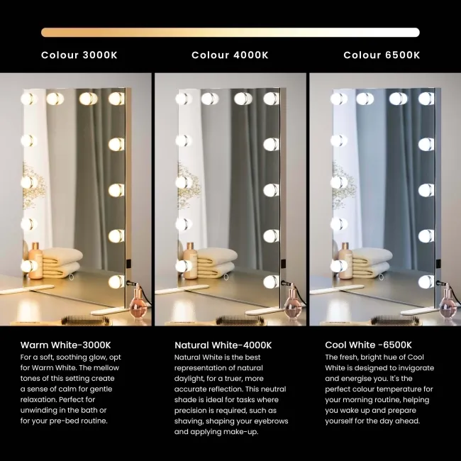 Serena Hollywood Mirror 600x800mm - Mini Bulbs