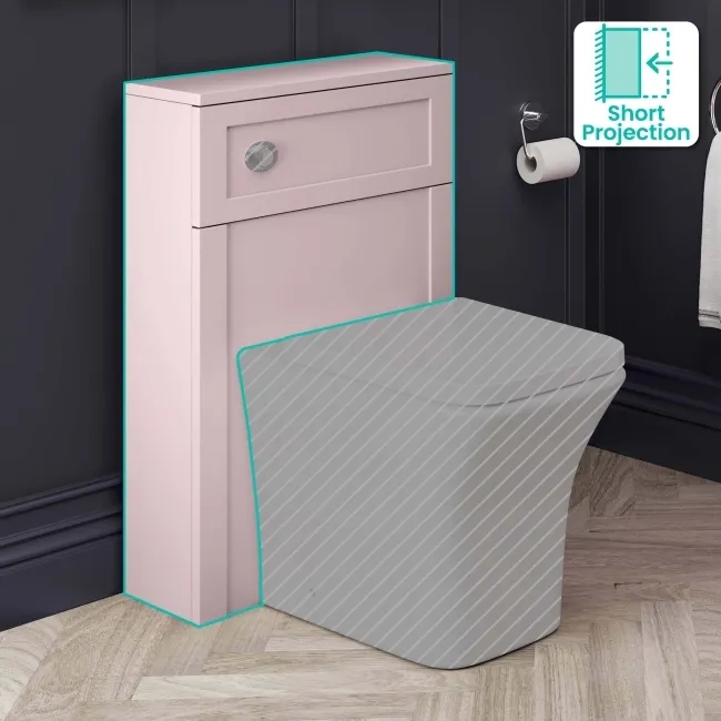 Cashmere Pink Slimline Back To Wall Toilet Unit 500mm