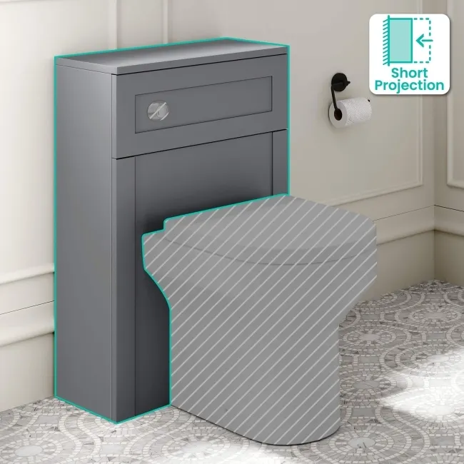 Milos Fog Grey Slimline Back To Wall Toilet Unit 500mm