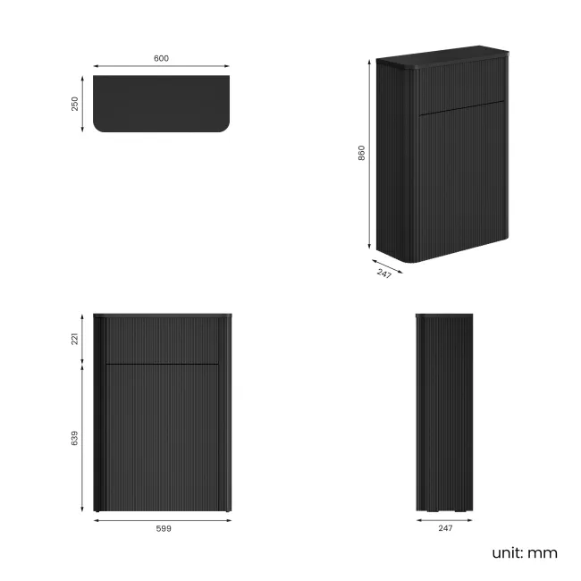 Sorrento Matt Black 600 Toilet Unit