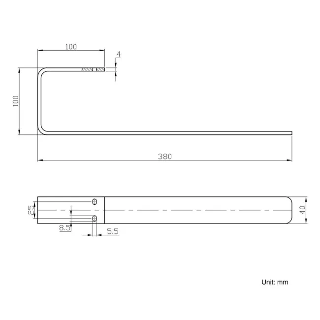 Chrome Towel Hanger 380mm for Single Flat Panel Radiator