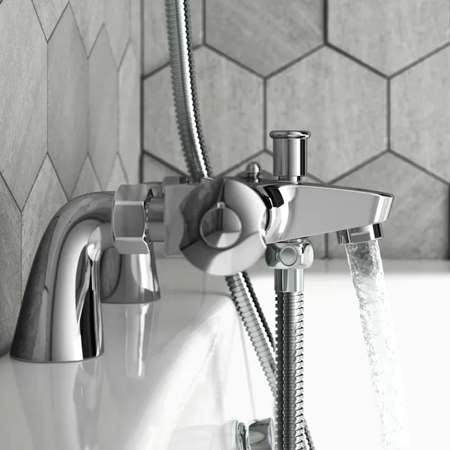 Lismore Bath Mounted Round Thermostatic Bath Filler Shower Set
