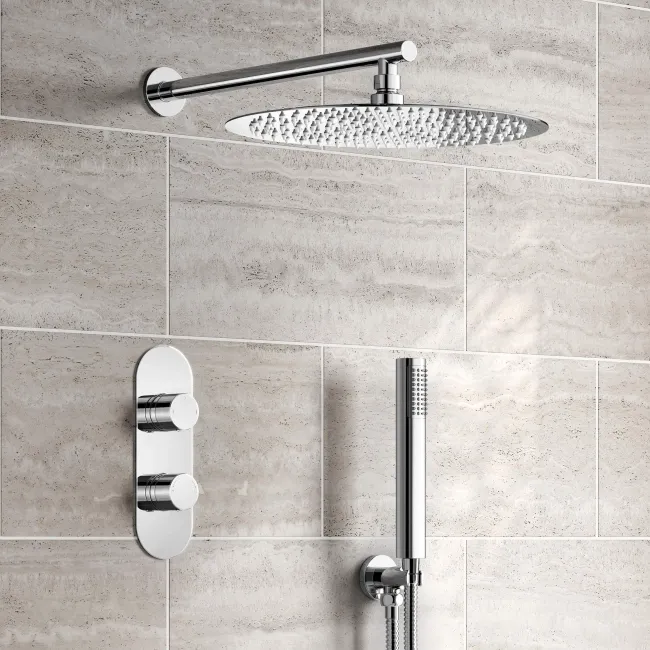 Ballina Premium Chrome Round Thermostatic Shower Set - 300mm Head & Hand Shower