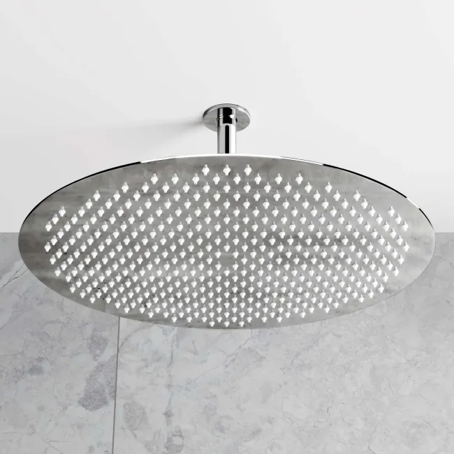 Ballina Premium Ceiling Chrome Round Thermostatic Set - 400mm Head, Hand Shower & Jets