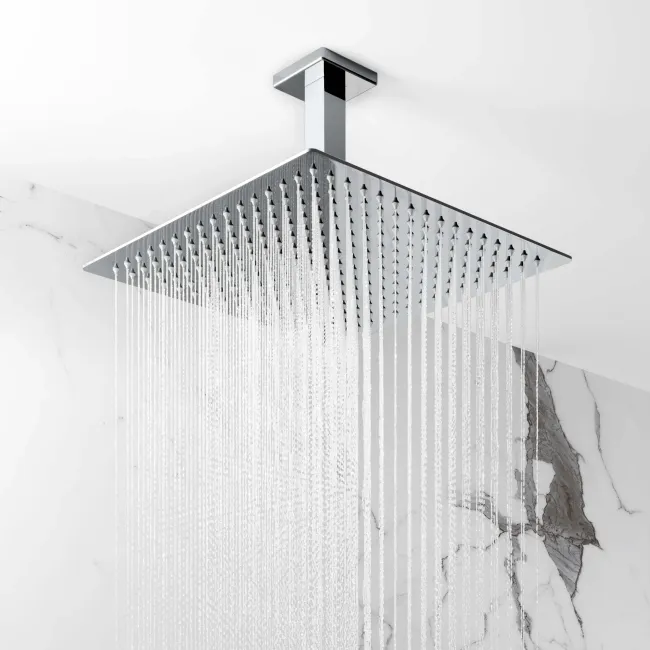 Galway Premium Ceiling Chrome Square Thermostatic Bath Filler Shower Set - 300mm Head & Hand Shower