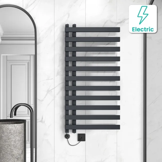 Palermo Electric Anthracite Designer Heated Towel Rail 1200x600mm