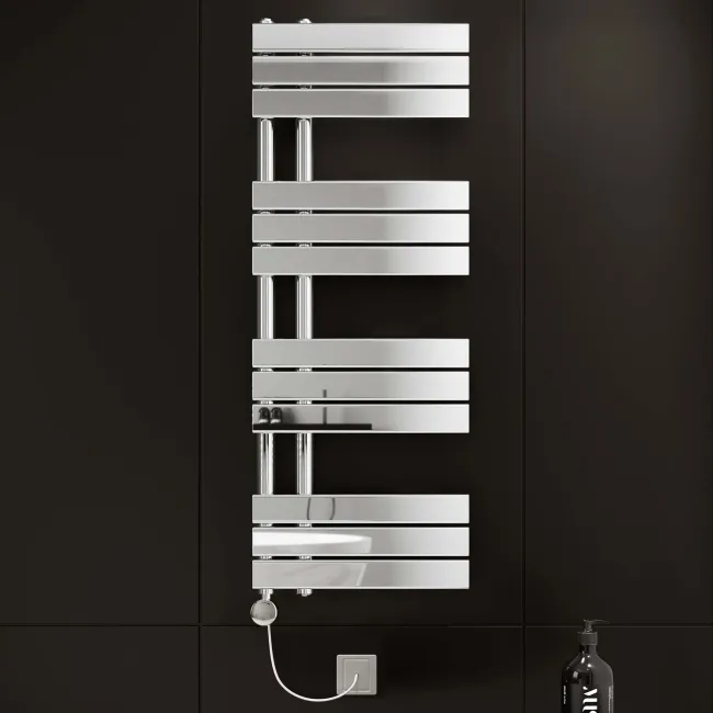 Seville Electric Chrome Designer Flat Panel Heated Towel Rail 1200x450mm