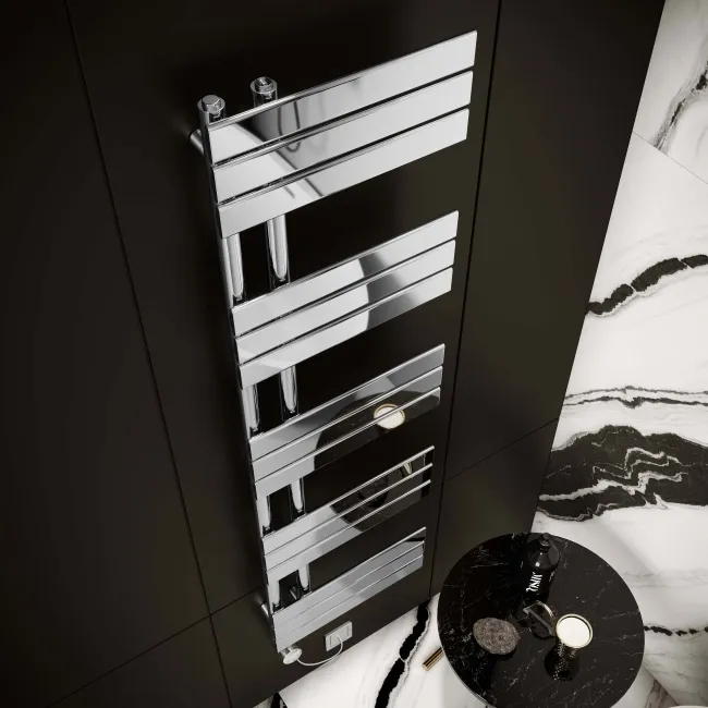 Seville Electric Chrome Designer Flat Panel Heated Towel Rail 1600x450mm