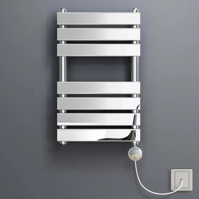 Santorini Electric Chrome Flat Panel Heated Towel Rail 650x400mm