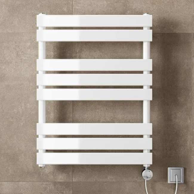 Santorini Electric White Flat Panel Heated Towel Rail 800x600mm