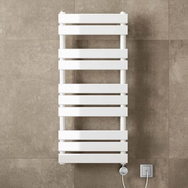 Santorini Electric White Flat Panel Heated Towel Rail 1000x450mm