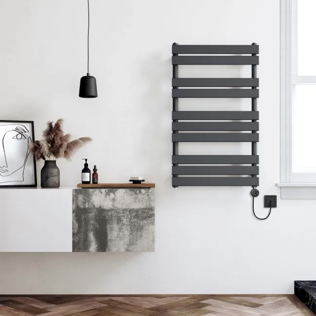 Santorini Electric Anthracite Flat Panel Heated Towel Rail 1000x600mm