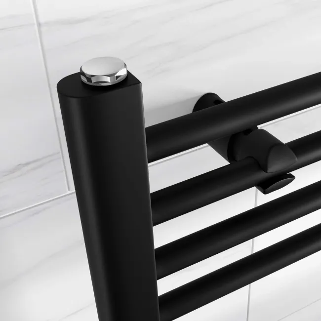 Barcelona Electric Matt Black Straight Heated Towel Rail 1000x600mm