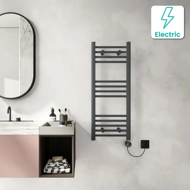 Barcelona Electric Anthracite Straight Heated Towel Rail 1000x400mm
