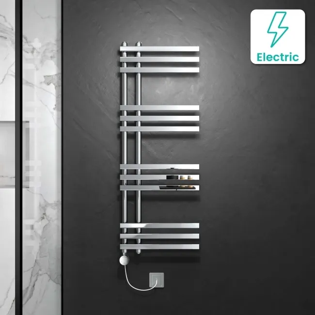 Madrid Electric Chrome Designer Heated Towel Rail 1200x450mm