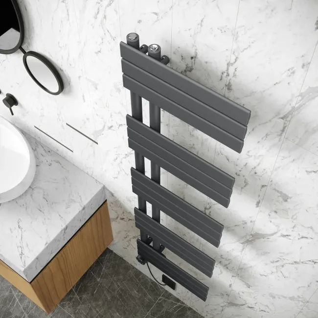 Seville Electric Anthracite Designer Flat Panel Heated Towel Rail 1600x450mm