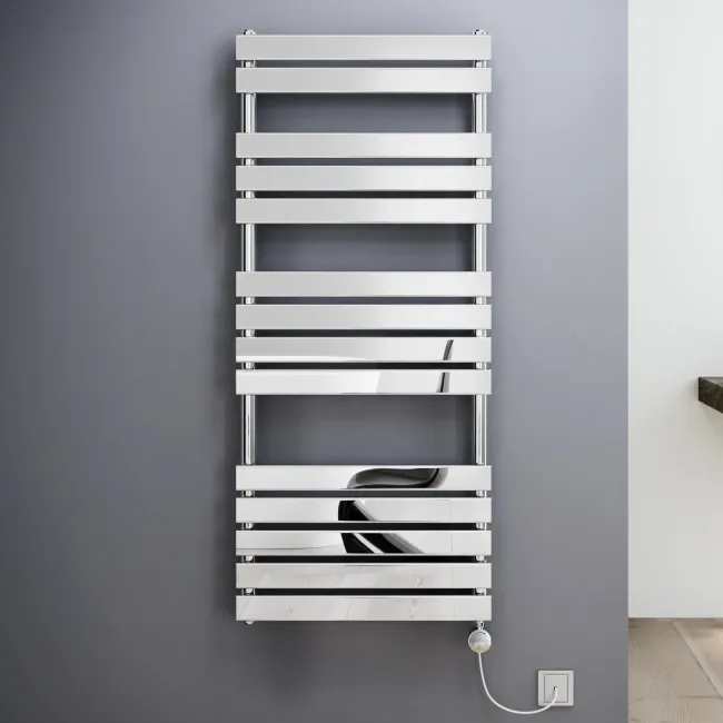 Santorini Electric Chrome Flat Panel Heated Towel Rail 1400x600mm