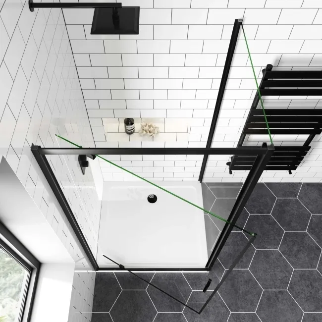 London Matt Black 6mm Pivot Shower Enclosure 1000x760mm