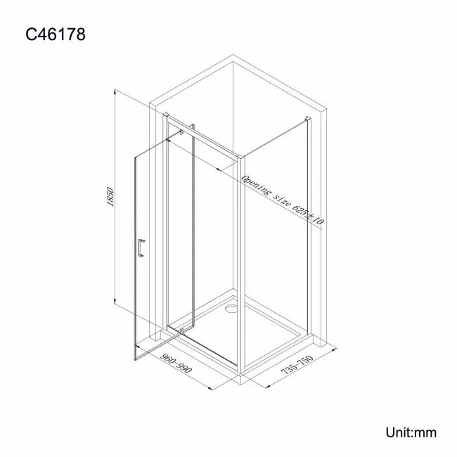London Matt Black 6mm Pivot Shower Enclosure 1000x760mm