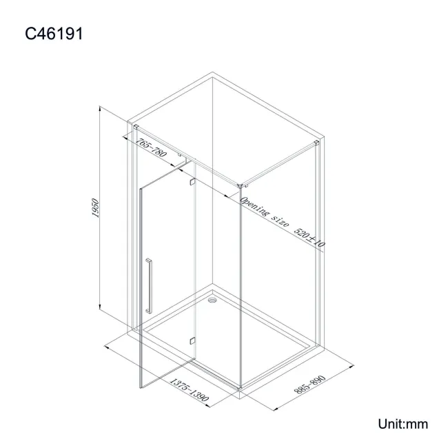Helsinki Matt Black Premium Easy Clean 8mm Hinged Shower Enclosure 1400x900mm