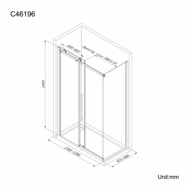 Oslo Matt Black Premium Easy Clean 8mm Sliding Shower Enclosure 1400x900mm