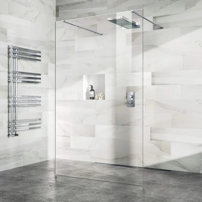 Copenhagen Easy Clean 8mm Walk Through Wet Room Shower Glass Panel 1200mm