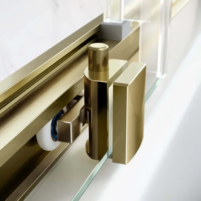 Hamburg Brushed Brass Easy Clean 8mm Sliding Shower Enclosure 1400x900mm - Easy Fix