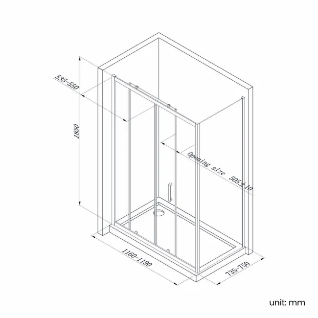 London Brushed Brass 6mm Sliding Shower Enclosure 1200x760mm