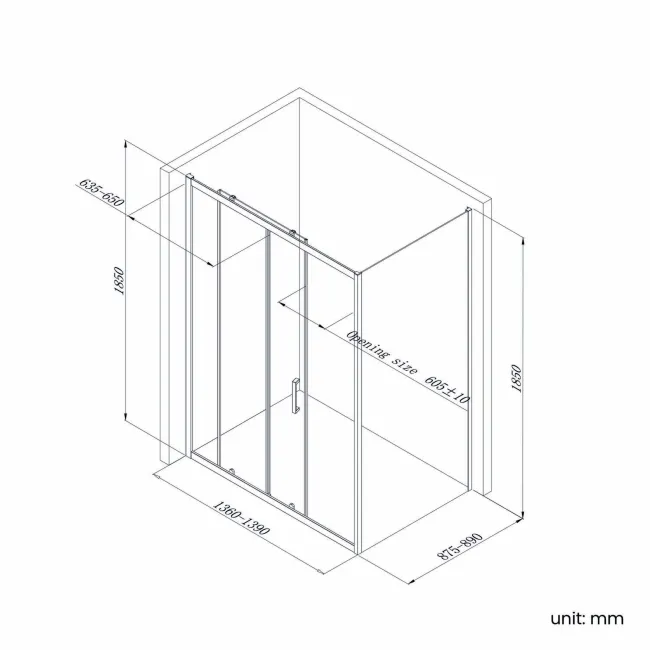 London Brushed Brass 6mm Sliding Shower Enclosure 1400x900mm