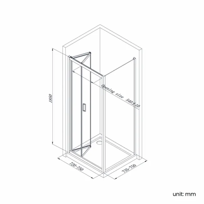 London Brushed Brass 6mm Bifold Shower Enclosure 760x760mm
