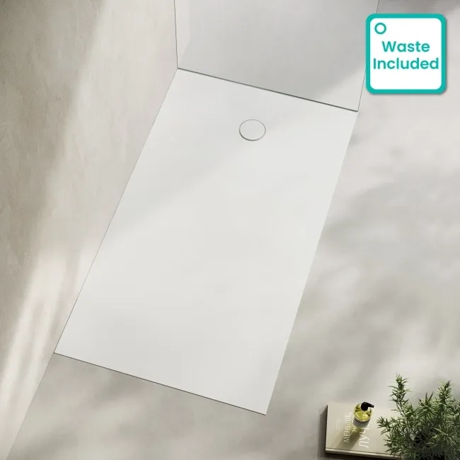Seoul Low Profile Rectangular Matt White Stone Shower Tray 1700x700mm