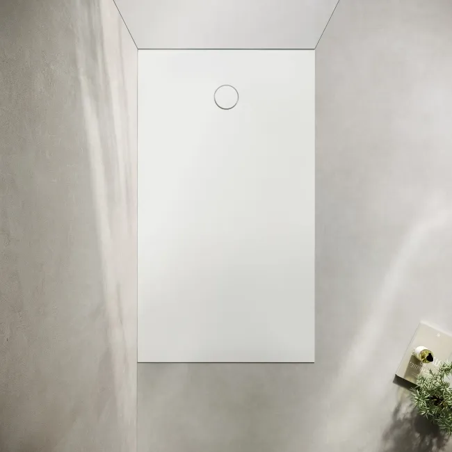 Seoul Low Profile Rectangular Matt White Stone Shower Tray 1600x800mm