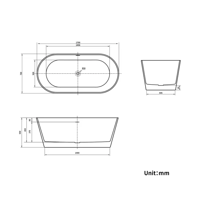 Newham 1700mm Freestanding Bath
