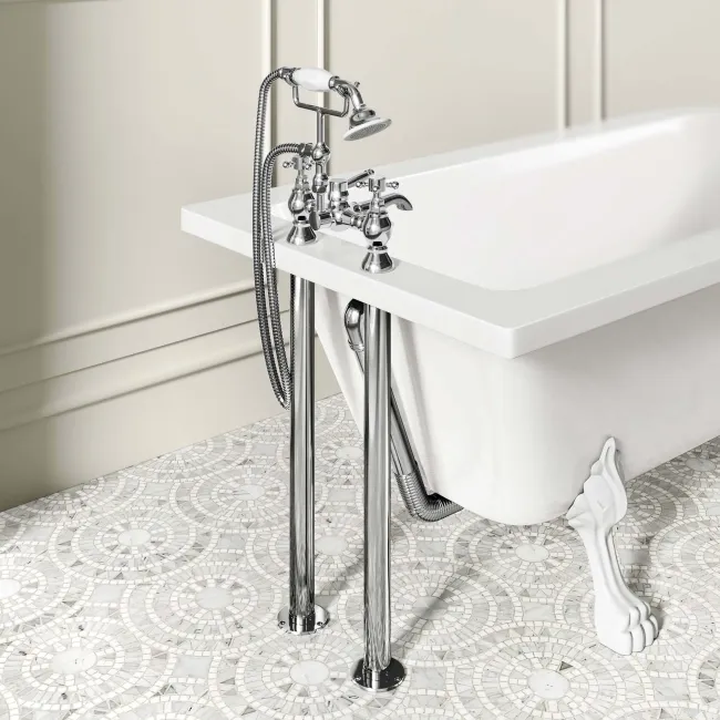 Abingdon 1500mm Single Ended Roll Top Bath - White Feet