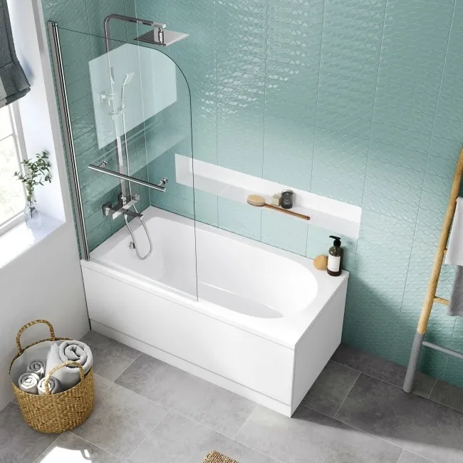 Stafford 1400x700 Shower Bath & 4mm Screen with Rail