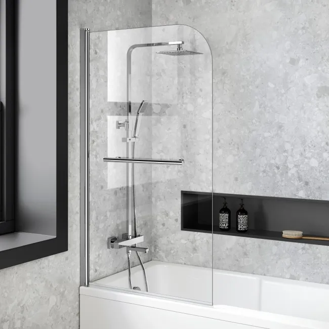 Dover 1500x750 Keyhole Shower Bath & 6mm Easy Clean Screen with Rail