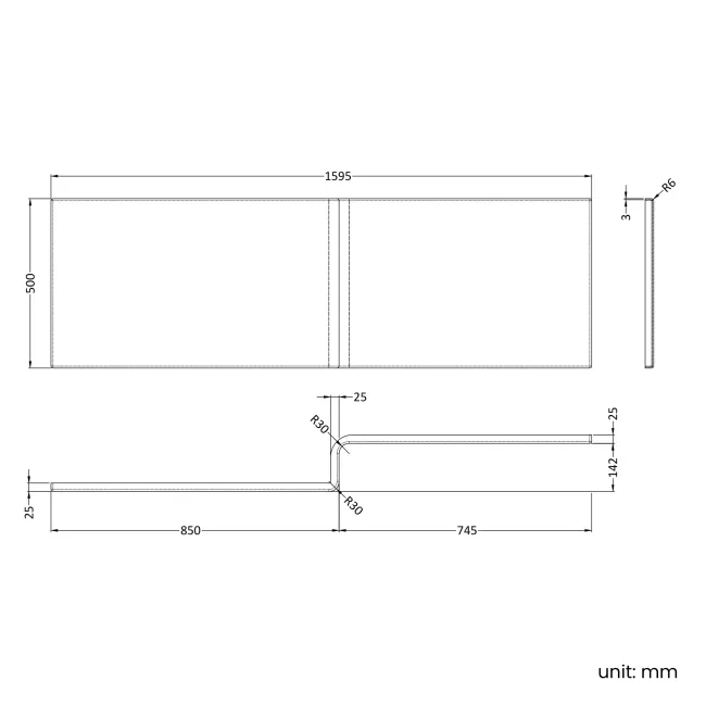 L Shaped 1600 Shower Bath with Front Panel & 6mm Easy Clean Brushed Brass Bath Screen - Right Handed