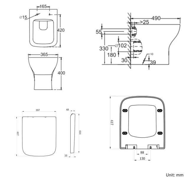 Atlanta Back To Wall Toilet With Soft Close Seat