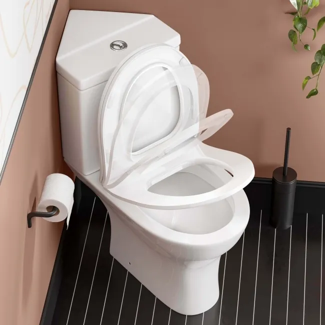 Orlando Close Coupled Corner Toilet With Soft Close Slim Seat