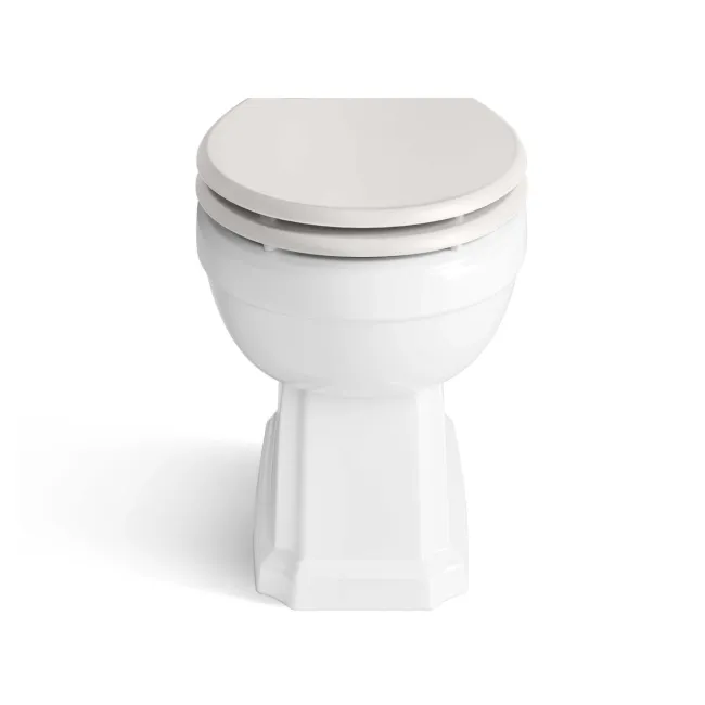 Hudson Traditional Back To Wall Toilet With Cotton White Wooden Seat