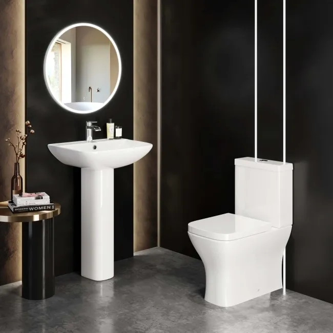 Atlanta Fully Back to Wall Close Coupled Toilet & Pedestal Basin Set