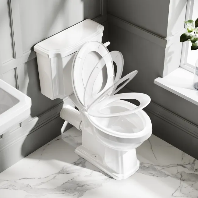 Hudson Traditional Close Coupled Toilet & Pedestal Basin Set - Double Tap Hole