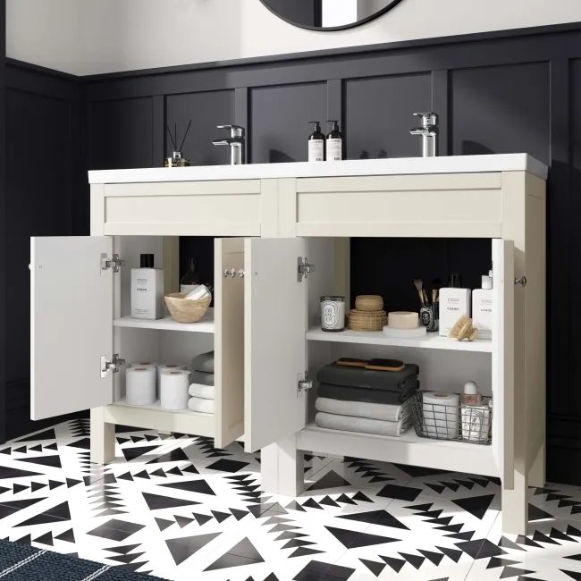 Bermuda Chalk White Double Basin Vanity 1200mm