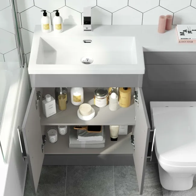 Avon Stone Grey Combination Vanity Basin and Atlanta Toilet 1100mm - Left Handed