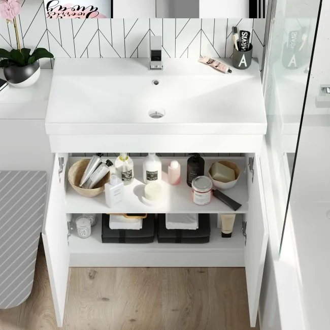 Trent Gloss White Basin Vanity and Back To Wall Unit 1300mm