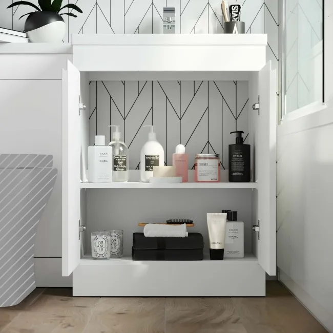 Trent Gloss White Basin Vanity and Back To Wall Unit 1100mm - Right Handed