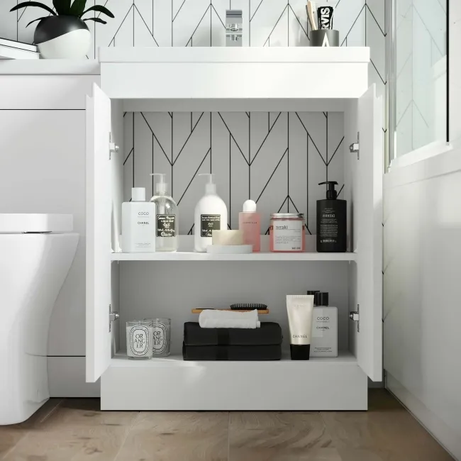 Trent Gloss White Combination Vanity Basin and Atlanta Toilet 1100mm - Right Handed