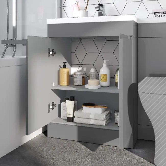 Trent Stone Grey Basin Vanity and Back To Wall Unit 1100mm - Left Handed